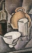 Juan Gris Winebottle and kettle of tile oil painting